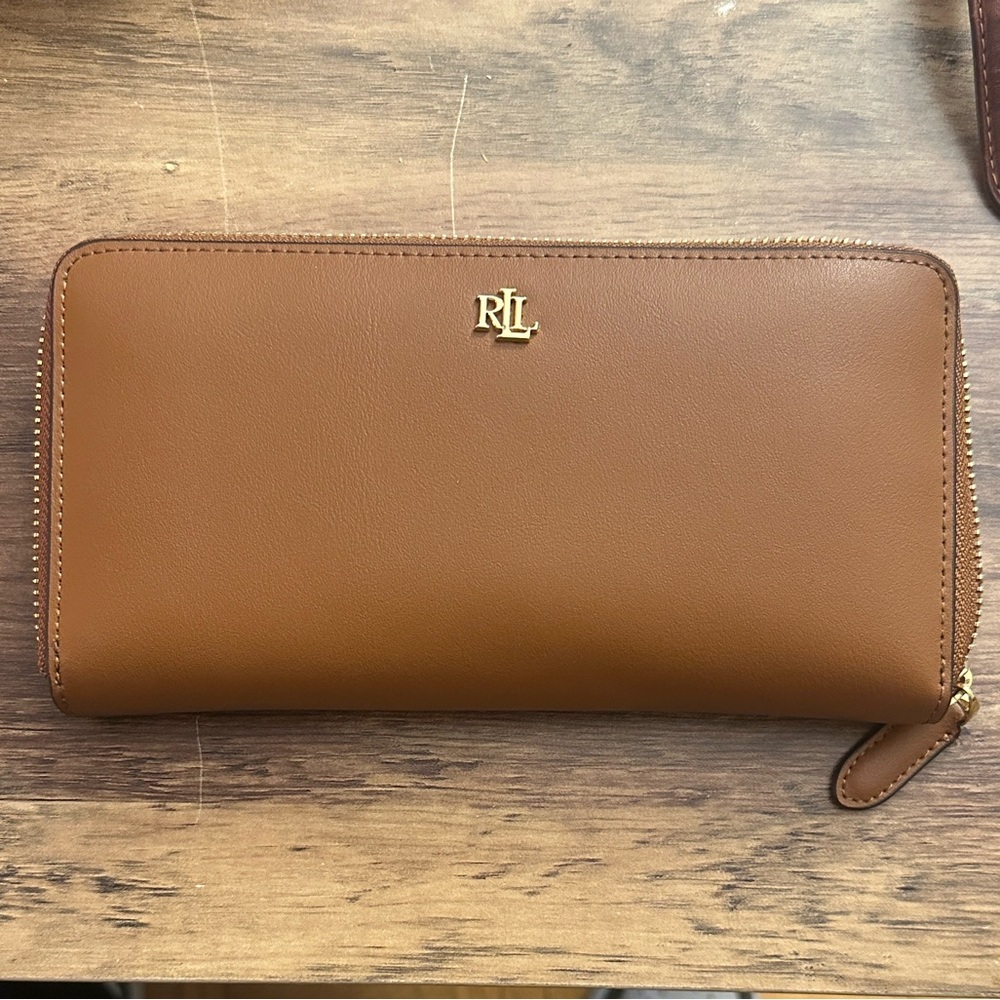 Ralph Lauren leather wallet with orange interior
